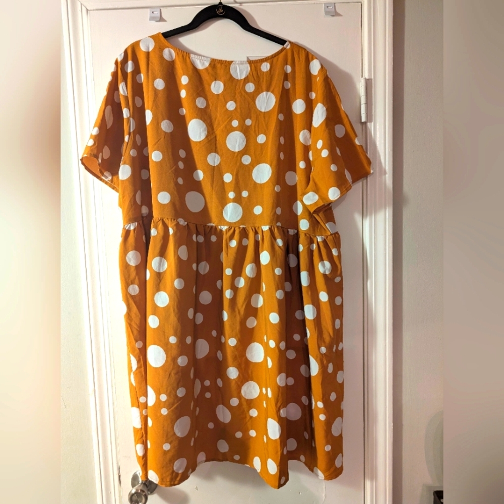 SHEIN Curve Mustard Yellow Polka Dot Babydoll Dress – Size 4XL